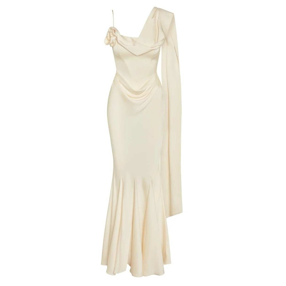 NEW Leau Clothing Celine Corset Drape Satin Gown Dress Wedding Bridal XS NWT
